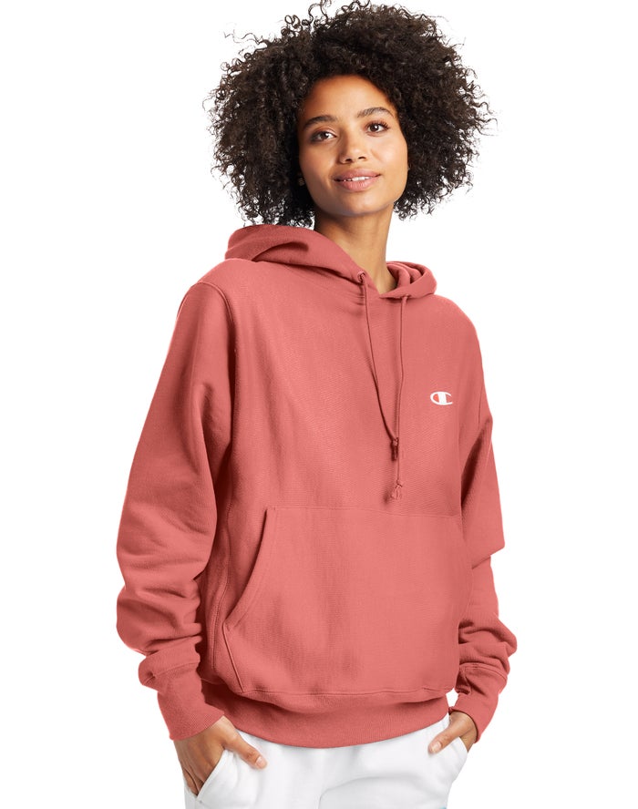 Champion Reverse Weave Boyfriend Kadın Kapşonlu Sweatshirt Mercan ( VGMTUF269 )